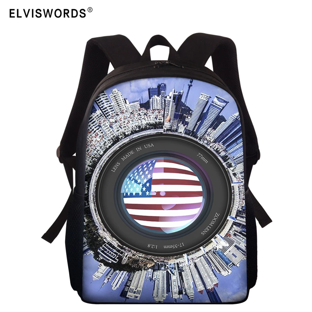 ELVISWORDS-Mochila Escolar para hombre y mujer, morral Escolar con estampado de la Bandera Nacional Americana, para niños y niñas