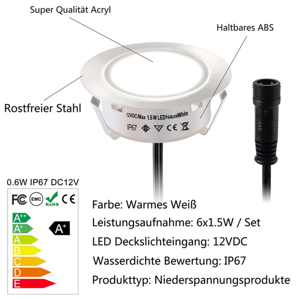 Światło do pokładu LED możliwość przyciemniania DC 12V podziemne lampy EU/UK/US/AU wpuszczane Led światło do pokładu Led ing wodoodporne schody IP67 oświetlenie ogrodowe