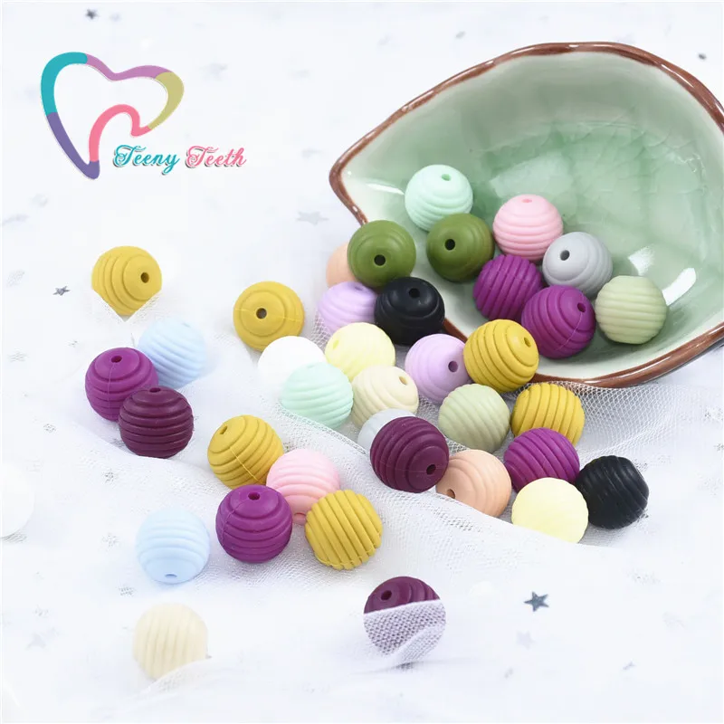 10 PCS Spiral Beads 15 MMSilicone Beads Thread Silicone Chewable DIY Candy Colors Beads Accessories BPA Free Spiral Round Beads