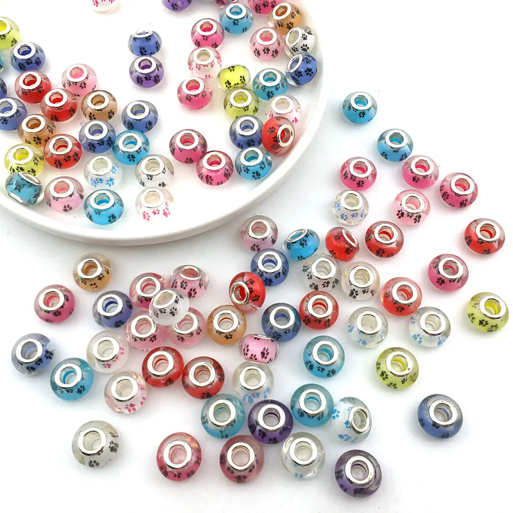 

10pcs/lot Acrylic Colorful Glass Beads Lager Hole Spacer Beads for DIY Bracelets Necklace Earring Jewelry Making Findings