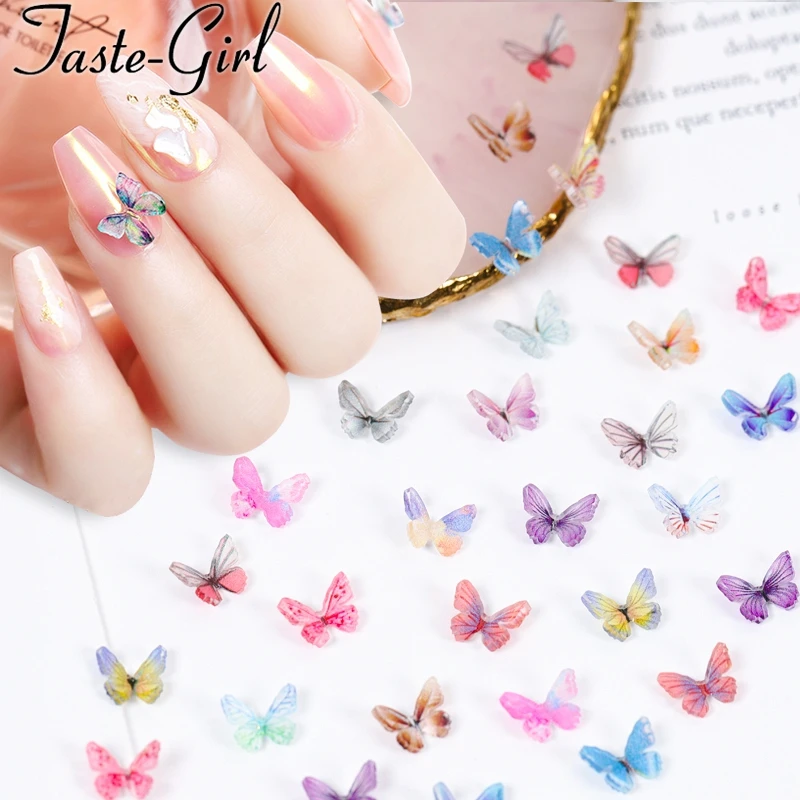 60PCS Resin 3D Butterfly Nail Art Decorations Sequins Decal Kit Fake Nails Accessories Charms Manicure Supplies Tool New Arrival