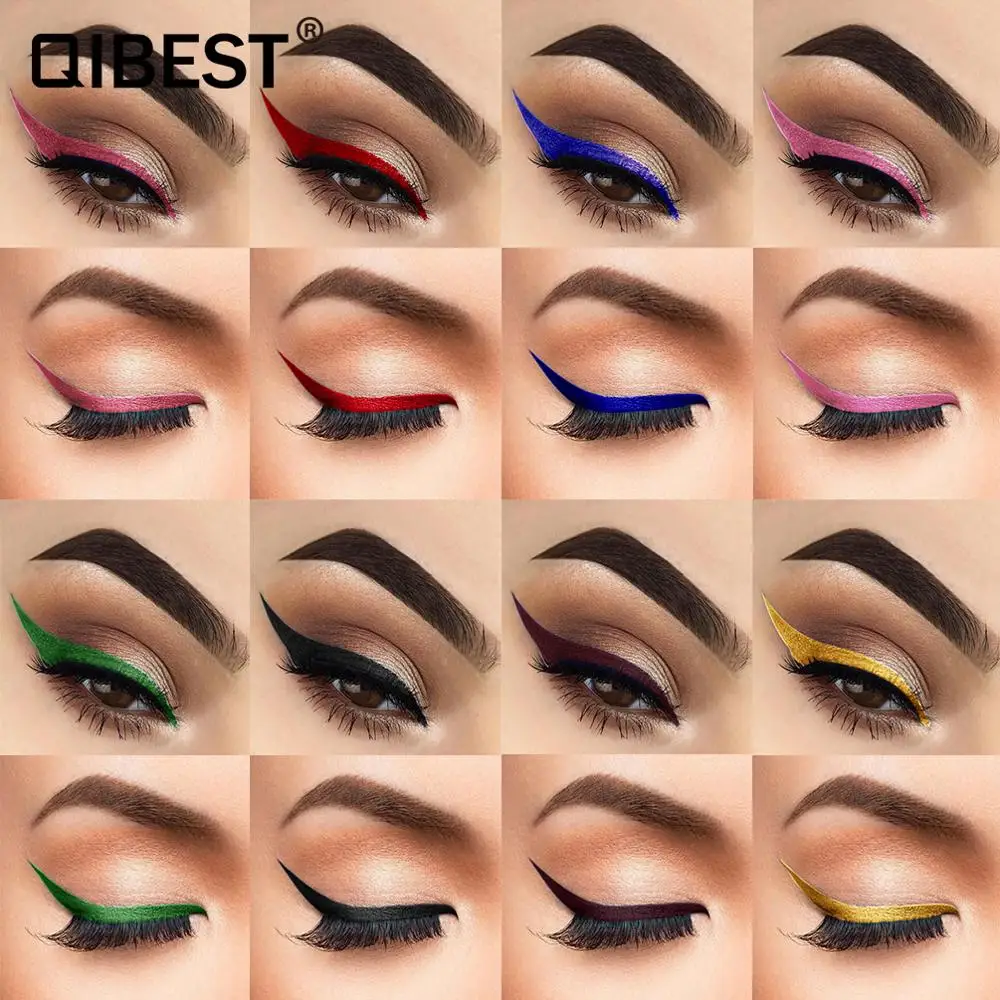 QIBEST Eyeliner colorato liquido impermeabile asciugatura rapida lunga durata nero verde blu Eyeliner trucco matita cosmetica