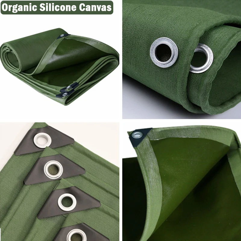 Thick 0.85mm Heavy Duty Organic Silicone Canvas Tarpaulin Outdoor Cargo Pile Waterproof Cover Boat Truck Canopy Rainproof Cloth