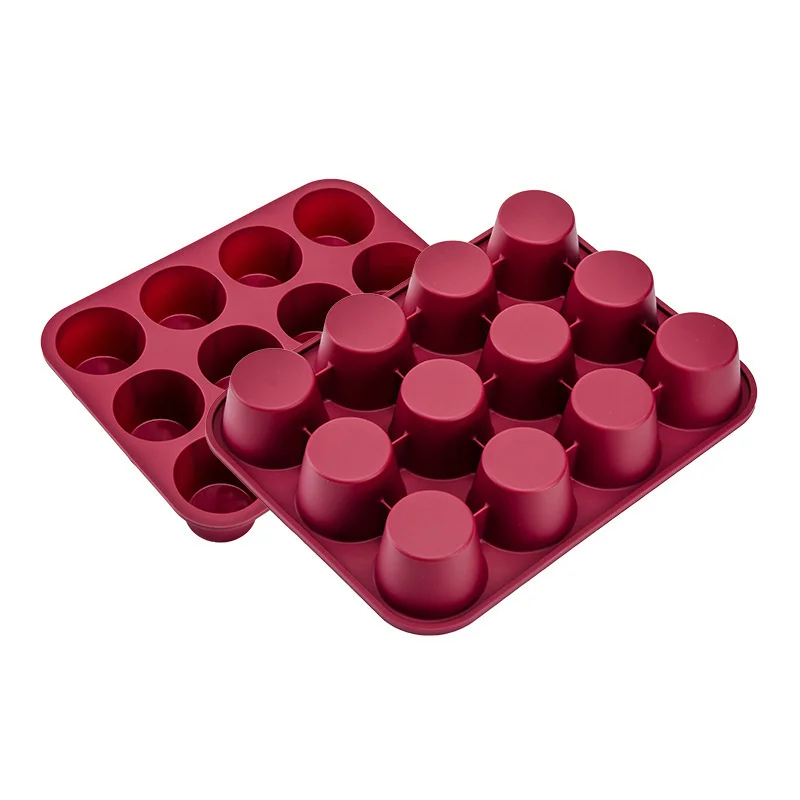 

12Cup Silicone Muffin Baking Pan Non Stick Cupcake Cake Molds Deep Popover Pans Cheesecake Bakeware