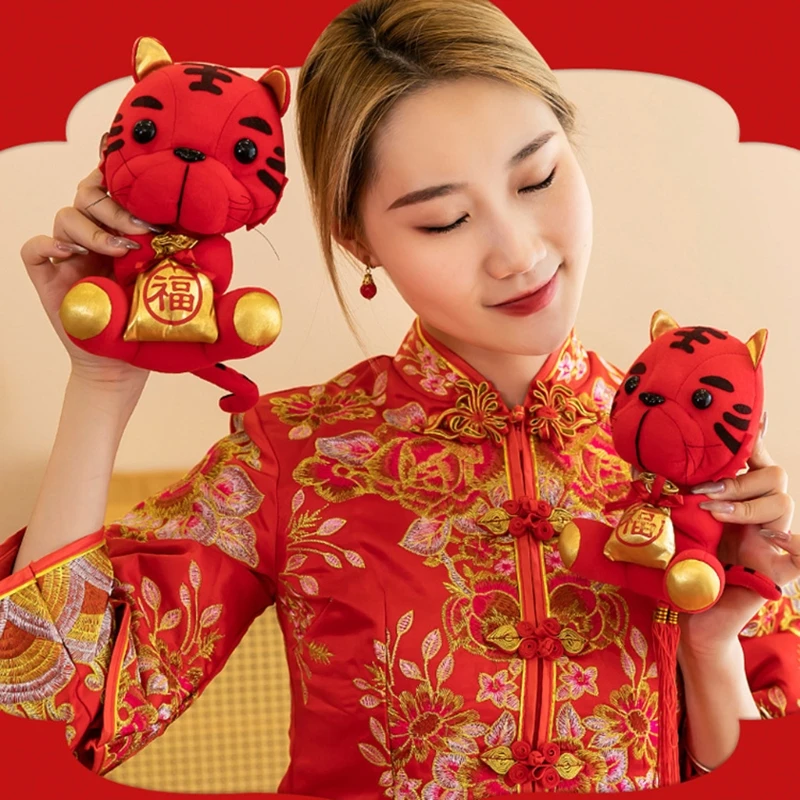 Tiger Doll the Year of Tiger 2022 Chinese New Year Zodiac Animal Plush Toy for Home Bedroom Living Room Decoration Hanging