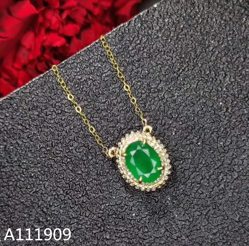 

KJJEAXCMY boutique jewelry 925 sterling silver inlaid Natural Emerald necklace Women's pendant supports inspection beautiful