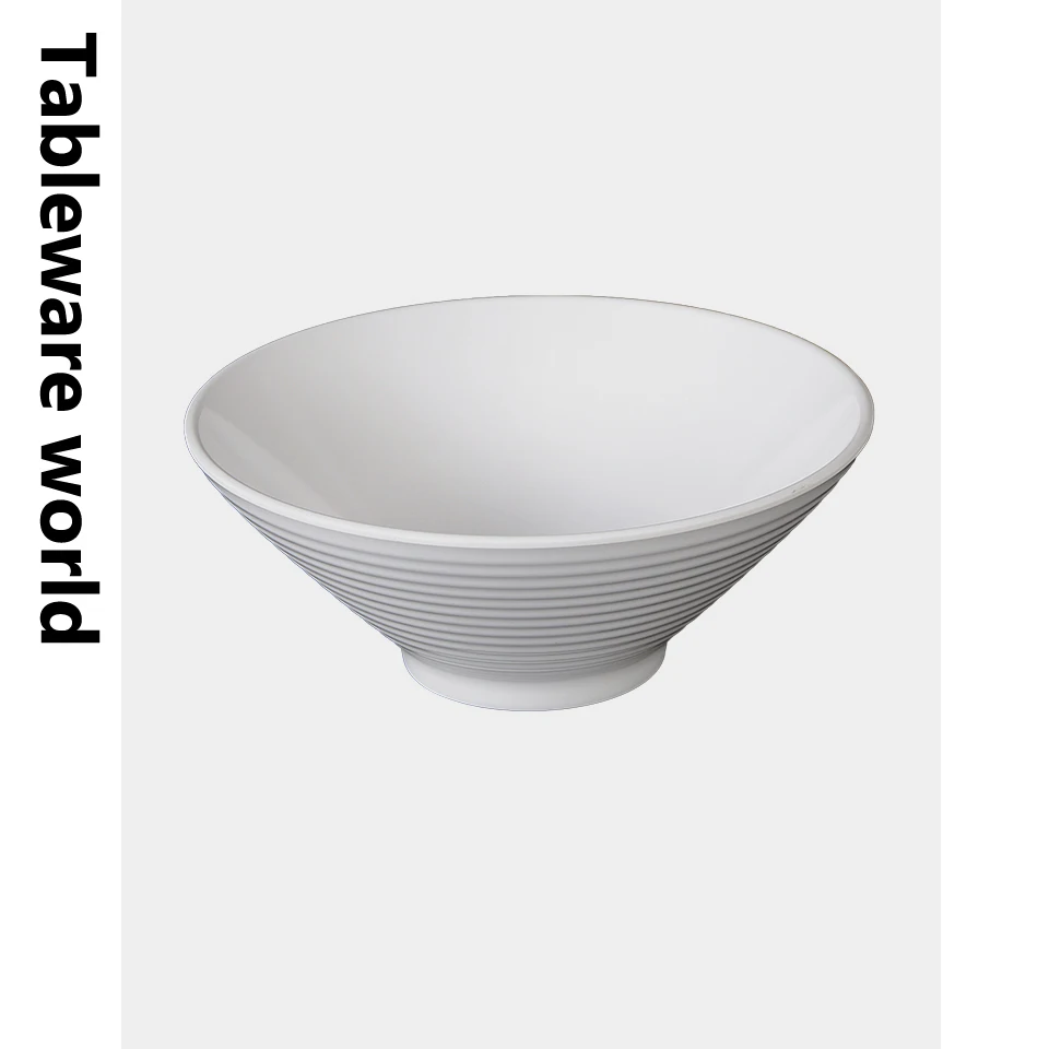 Imitation Porcelain Noodle Bowl Plastic Tableware White Big Soup Bowl Restaurant Anti-fall Ramen Soup Bowl Congee Bowl