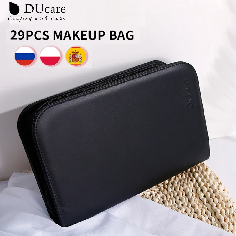 DUcare 29pcs Makeup Brush Case Cosmetic Bag-Black Make Up Brush Holder Pouch or Makeup Artist Home & Travel Cosmetic Storage BAG