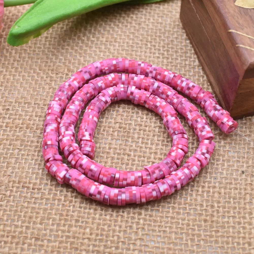 Yanqi  6x1mm Two-Tone Color Flat Round Polymer Clay Beads Loose Spacers Mix Vinyl Disc Beads For DIY Jewelry Making Bracelet
