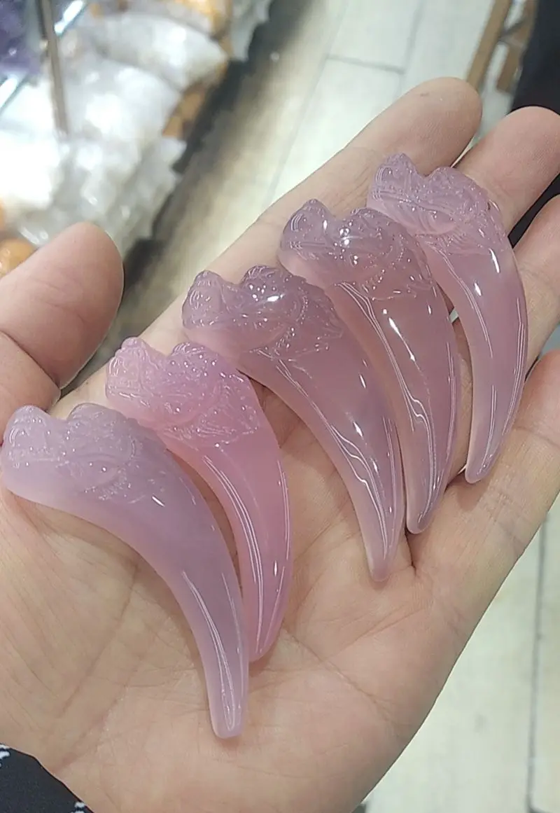 

Rare Chalcedony Pendant Periapt Pink Purple Color Dragon Amulet Agate Exorcise evil Sacred object