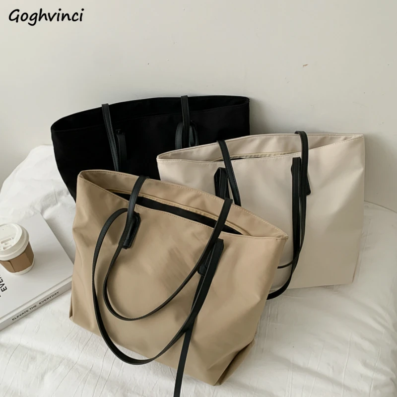 Top-Handle Bags Women French Style Solid Simple Oxford Large Capacity Tote Bag Womens Handbag Leisure  All-match Ulzzang