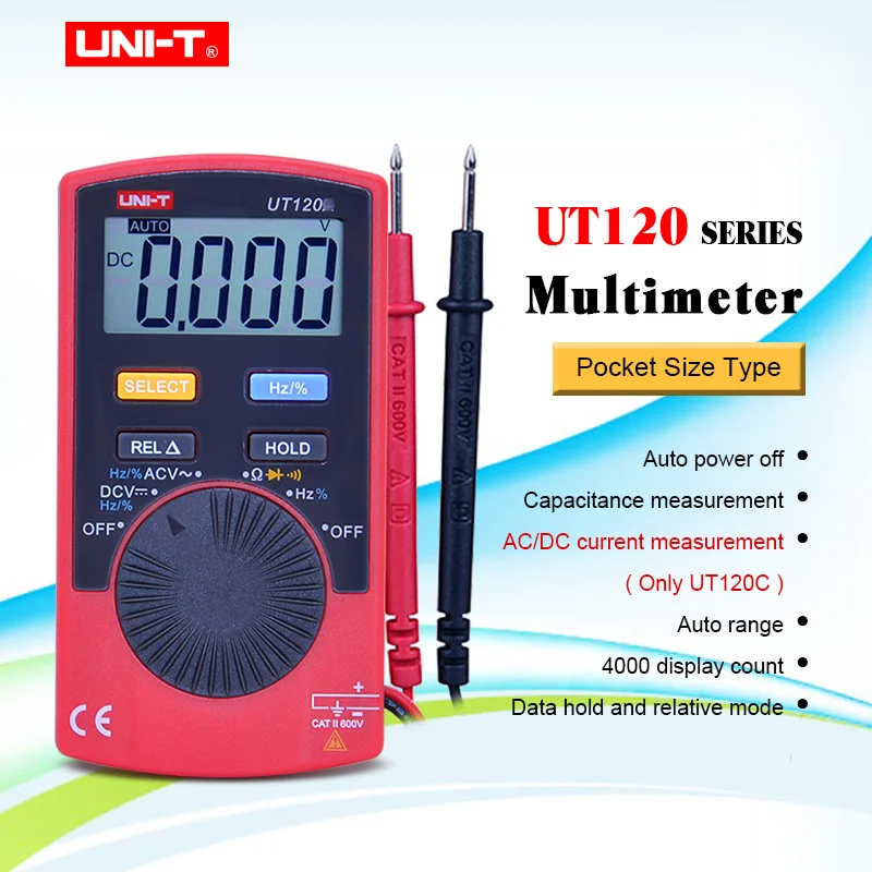 Mini Digital Multimeter UNI-T UT120 series Digital LCD Palm Size Auto Range Multimeter DC AC Pocket