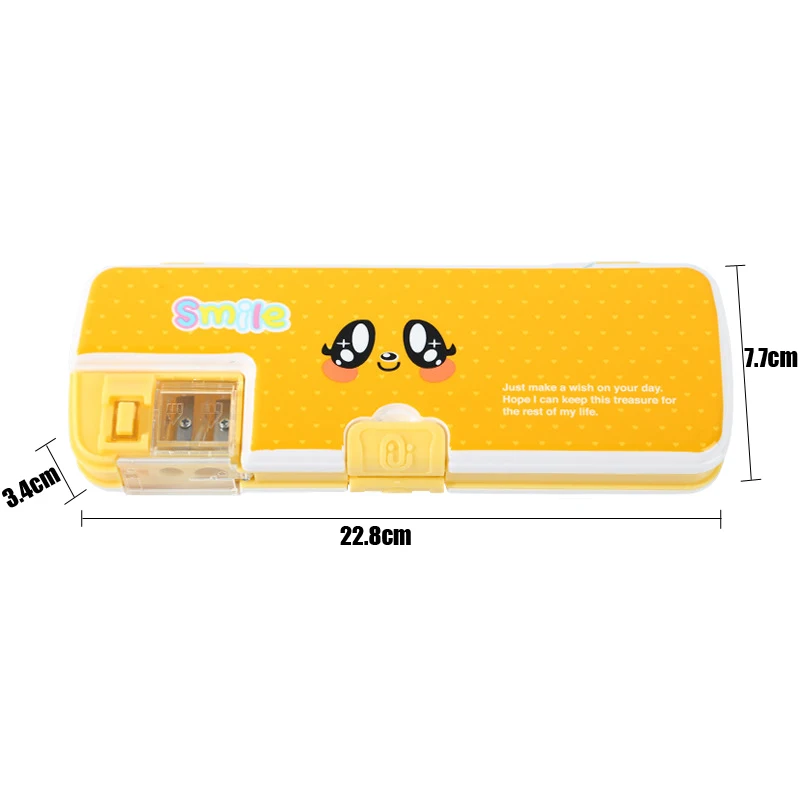 1Pcs Cute simple multi-function pencil case double-layer pencil box plastic storage box learning stationery office supplies