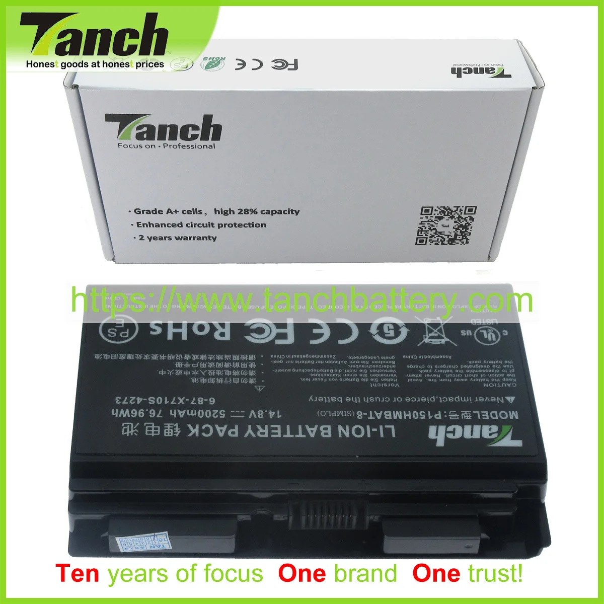 

Tanch Laptop Battery X710S 6-87-X710S-4271 6-87-X710S-4J7 6-87-X710S-4J7 for CLEVO P170EM P170HM P170SM 14.8V 5200 mAh