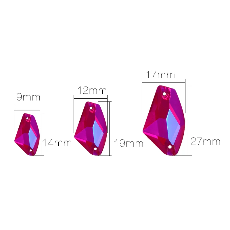 Sew On Rhinestones Galactic AX Shape Flatback Crystal Glass Strass Color AB Sewing Rhinestones For Wedding Decoration