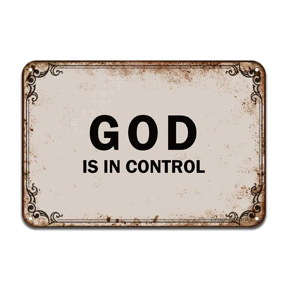 God is in Control Iron Poster Painting Tin Sign Vintage Wall Decor for Cafe Bar Pub Home Beer Decoration Crafts