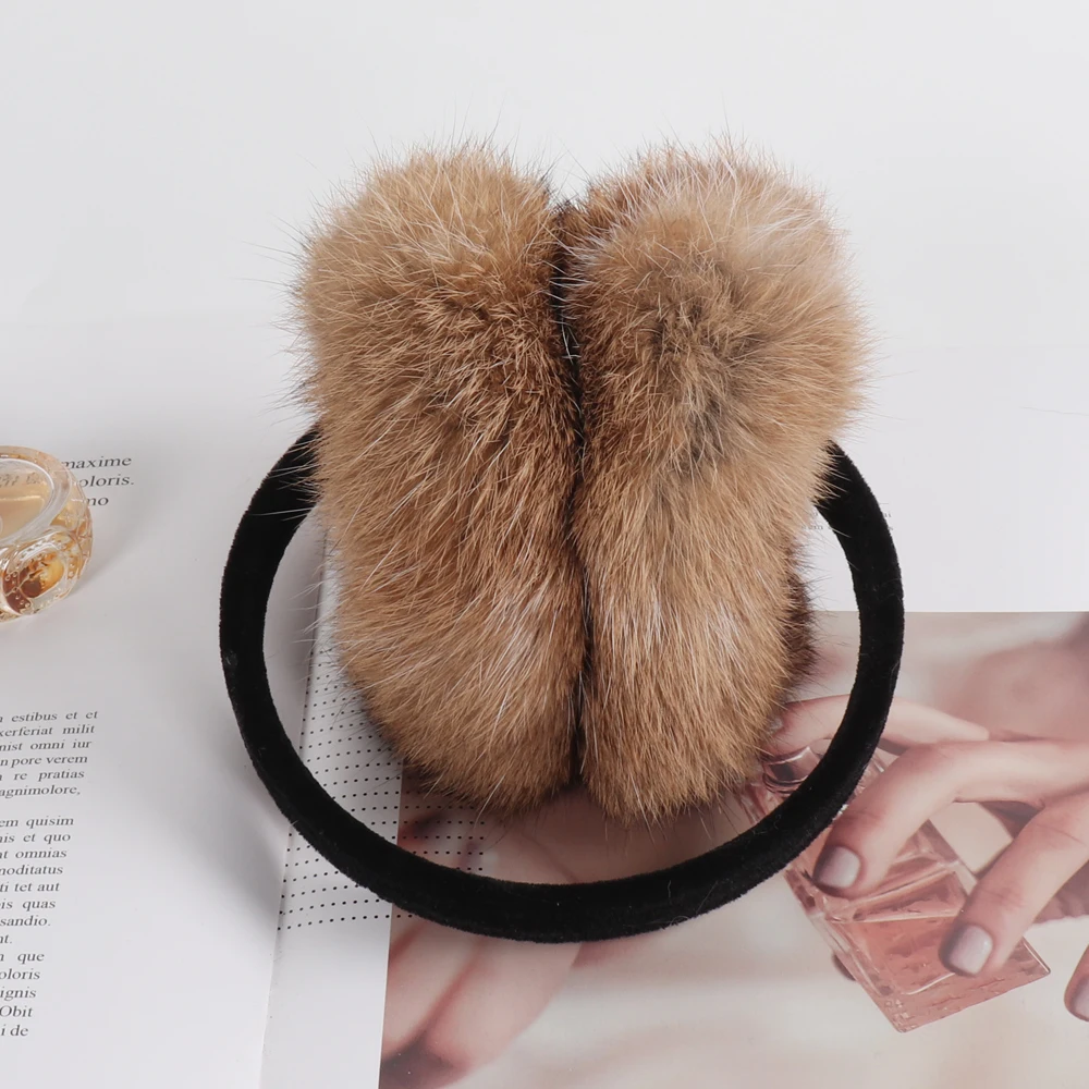 2025 nova moda meninas ao ar livre 100% natural pele de coelho earflaps feminino inverno quente fofo real pele de coelho earmuffs presentes femininos