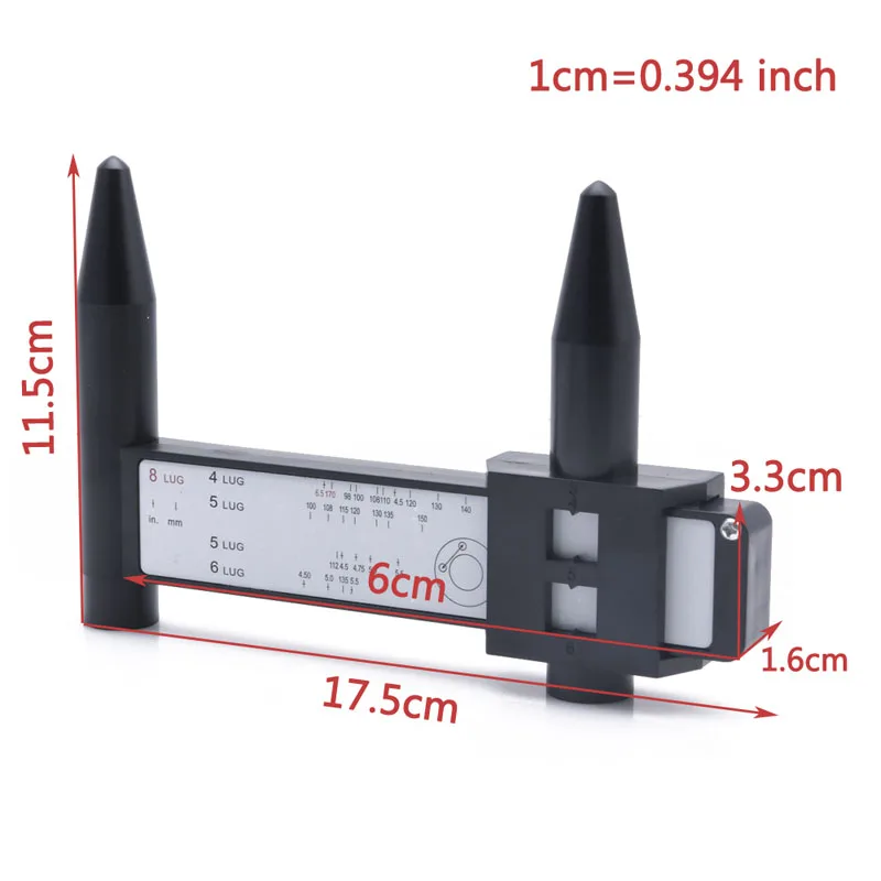 4 5 6 8 Holes Lug Wheel Pattern Gauge Quick Measuring Measurement Hand Tool