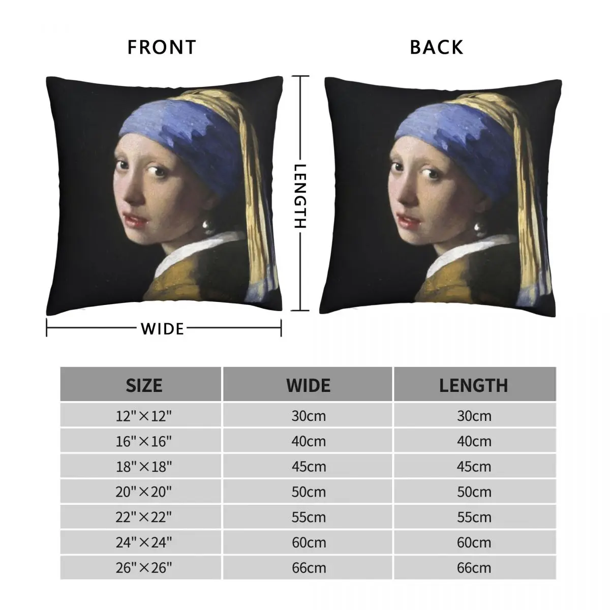 The Girl With A Pearl Earring Johannes Vermeer Pillowcase Polyester Linen Velvet Zip Decor Throw Pillow Case Sofa Cushion Cover