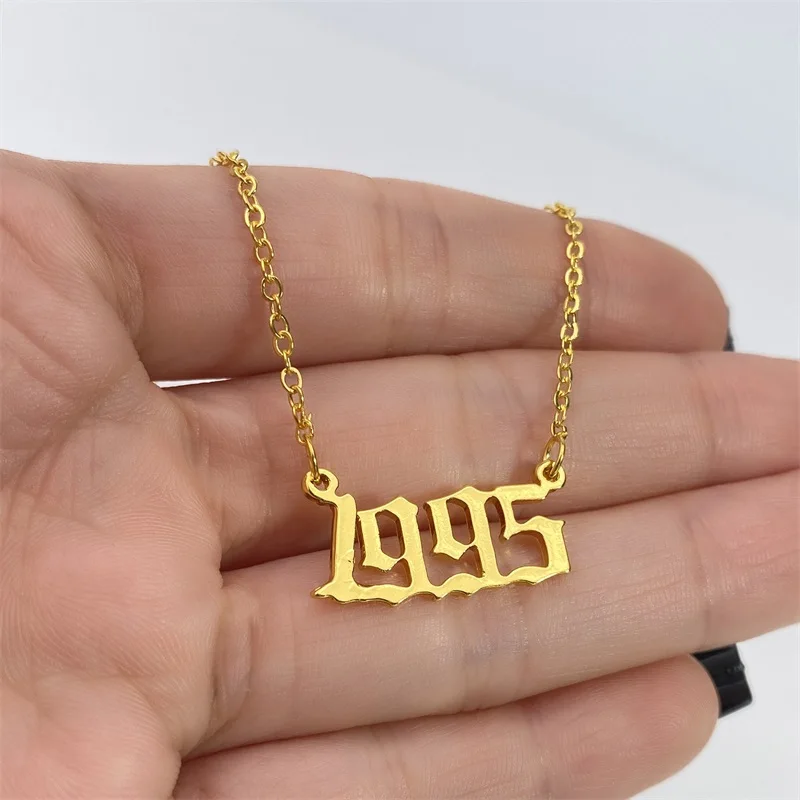 EN Letter Pendant For Women Men Year Necklace Chain From 1980 to 2020 Initial Necklace Choker Trendy Jewelry Birthday Gift