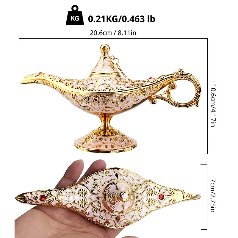 11 Color Large Aladdin Magic Lamp Retro Home Decoration Traditional Hollow Out Fairy Tale Wishing Genie Tea Pot Crafts Decor