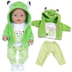 3pcs In 1, New Cute Frog Suit For 17 Inch Baby Reborn Doll 43cm Baby Doll Clothes