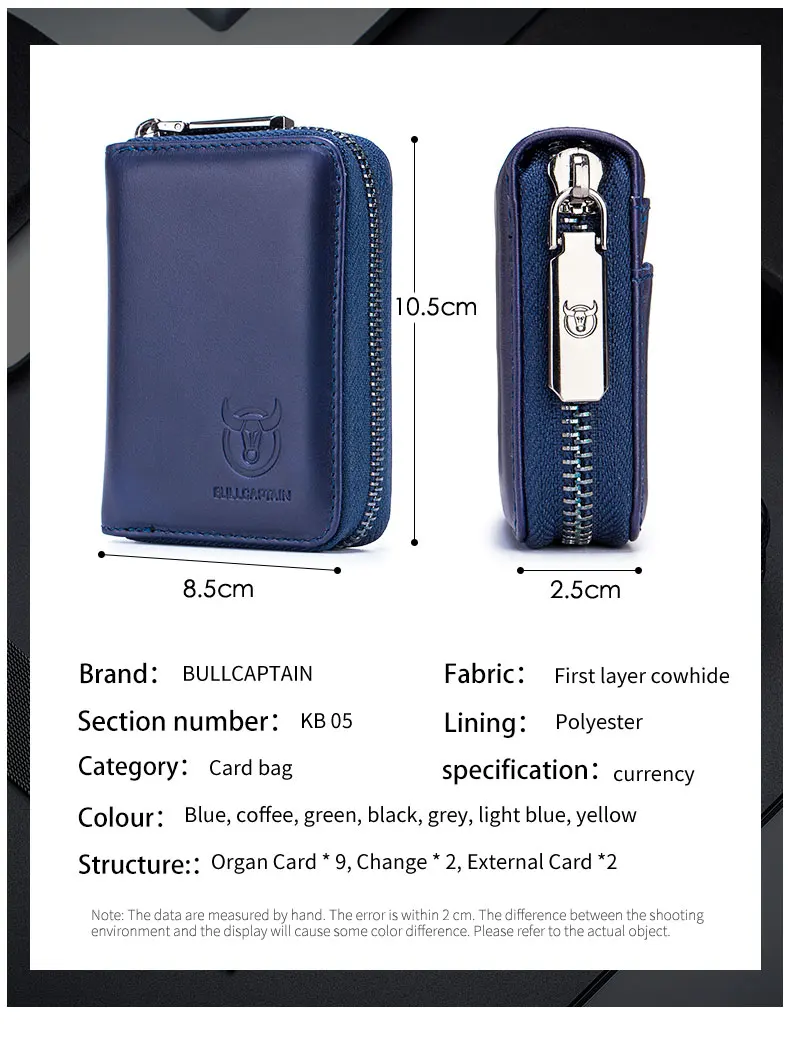 BULLCAPTAIN Echtes Leder Kreditkarten- und Ausweishalter Geldbörse Herren Mode RFID-Kartenhalter Geldbörse Visitenkartenhalter Tasche – Detail 5