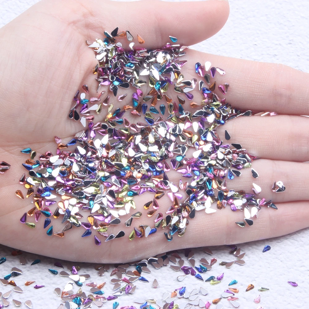 Strass pour décoration des ongles, 10000 pièces, goutte d'eau, 35g, 2x4mm, 3D, Non correctif, Nail Art