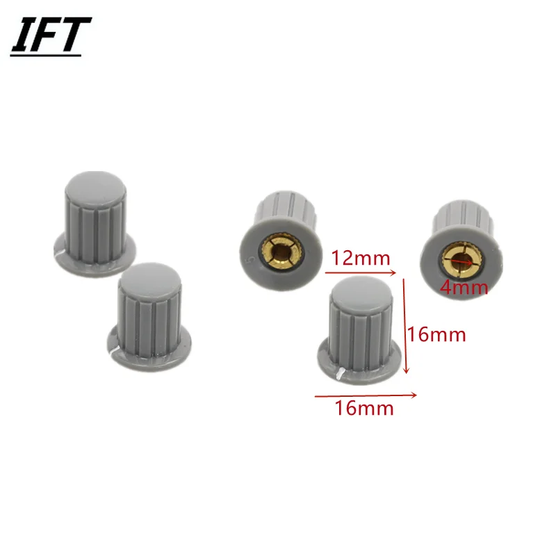 5 Pcs 4mm Shaft Insert Dia Brass Tone Core Potentiometer Control Knobs