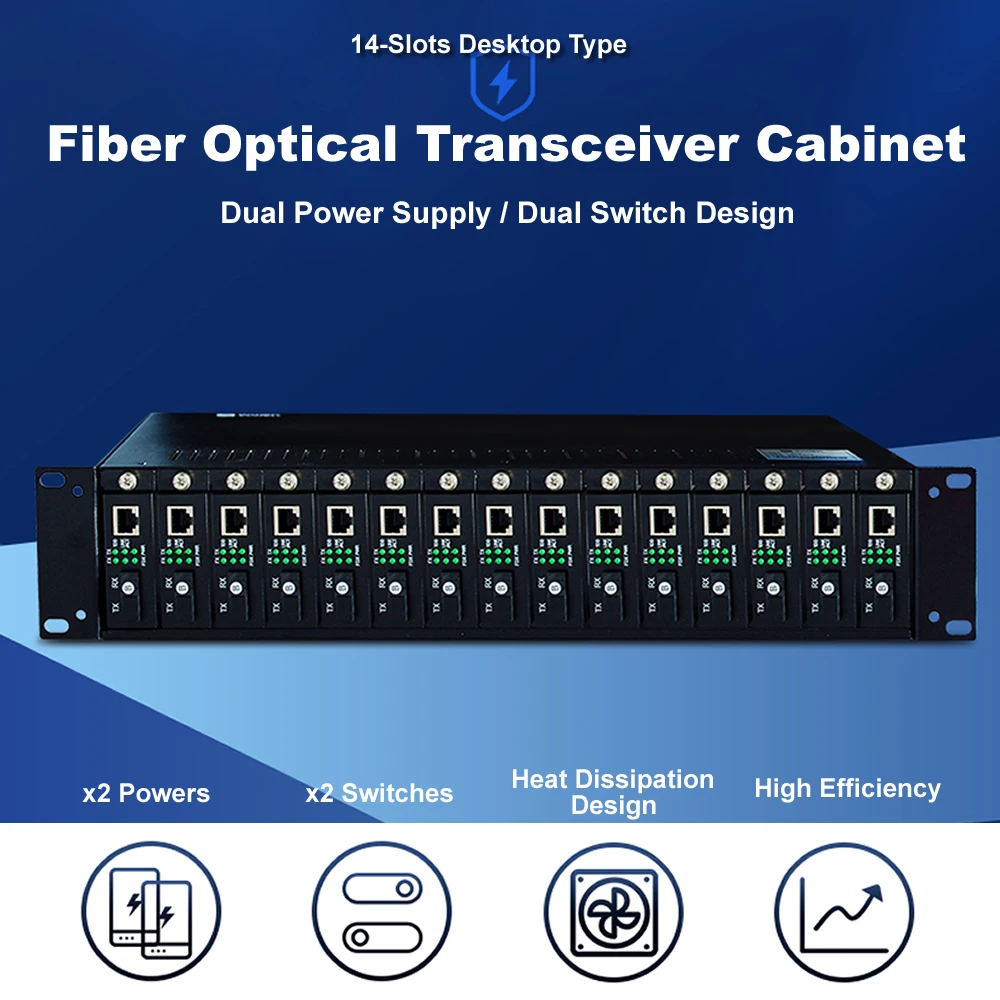 Transceiver power supply frame 14-slot dual-power optical fiber transceiver rack enhanced version