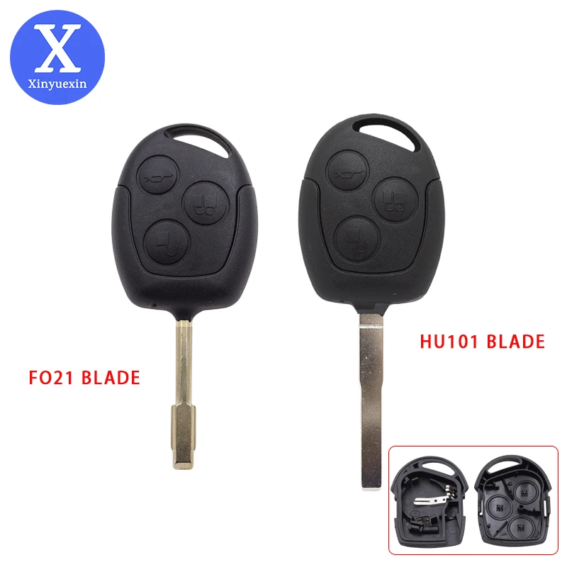 Xinyuexin 3 Buttons Car Key Shell Case Cover for Ford Mondeo Focus 2 3 Festiva Fiesta Transit Replacement Remote Key HU101 FO21