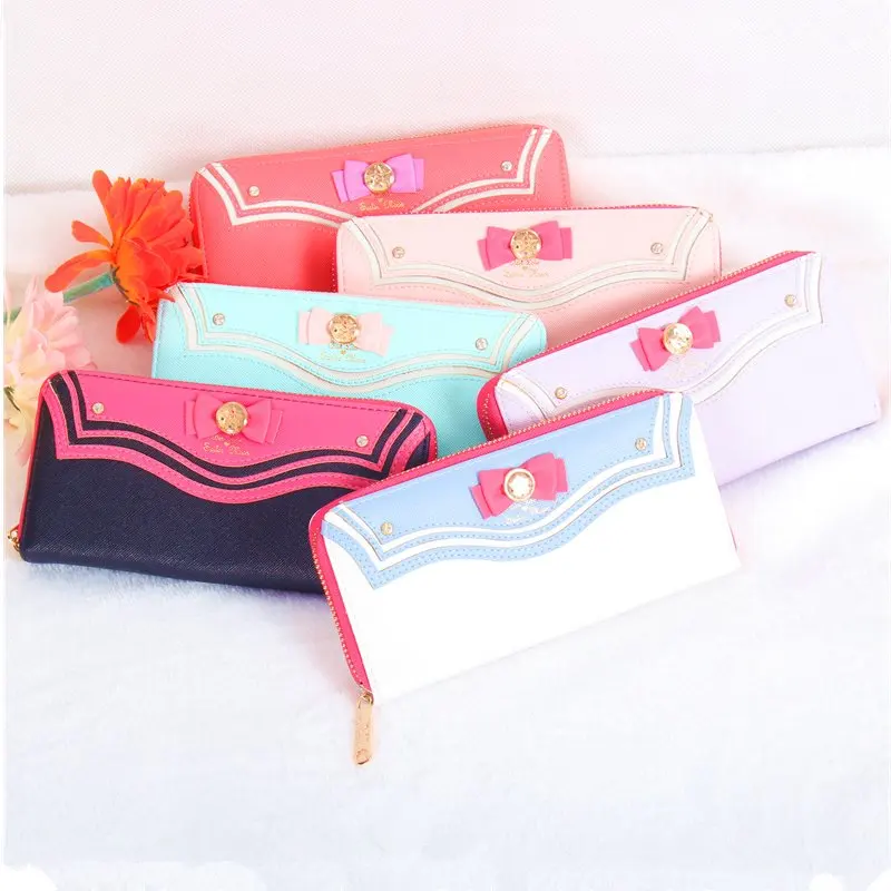 Kawaii Sailor Moon Designer Leather Long Wallet Women Japanese Fashion Brand Lady Zipper Purse Lovely Handbag Clutch Female D280