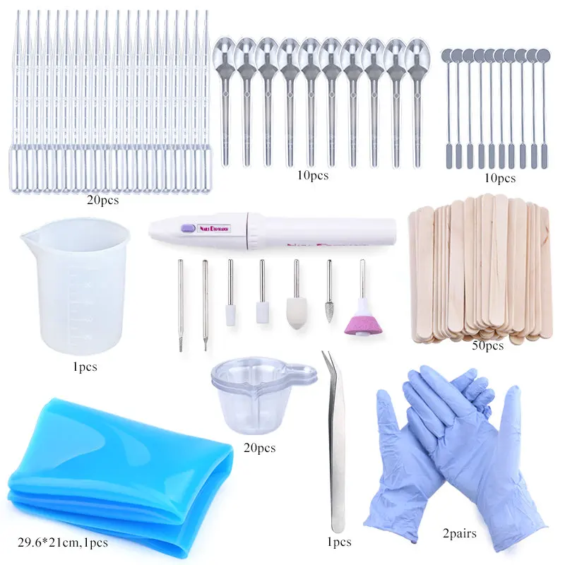 Epoxy Resin Tools Set Resin Mold Tools Kit Workbenches Plastic Beaker Drill Equipments Wood Stick Disposable Cups Dispenser