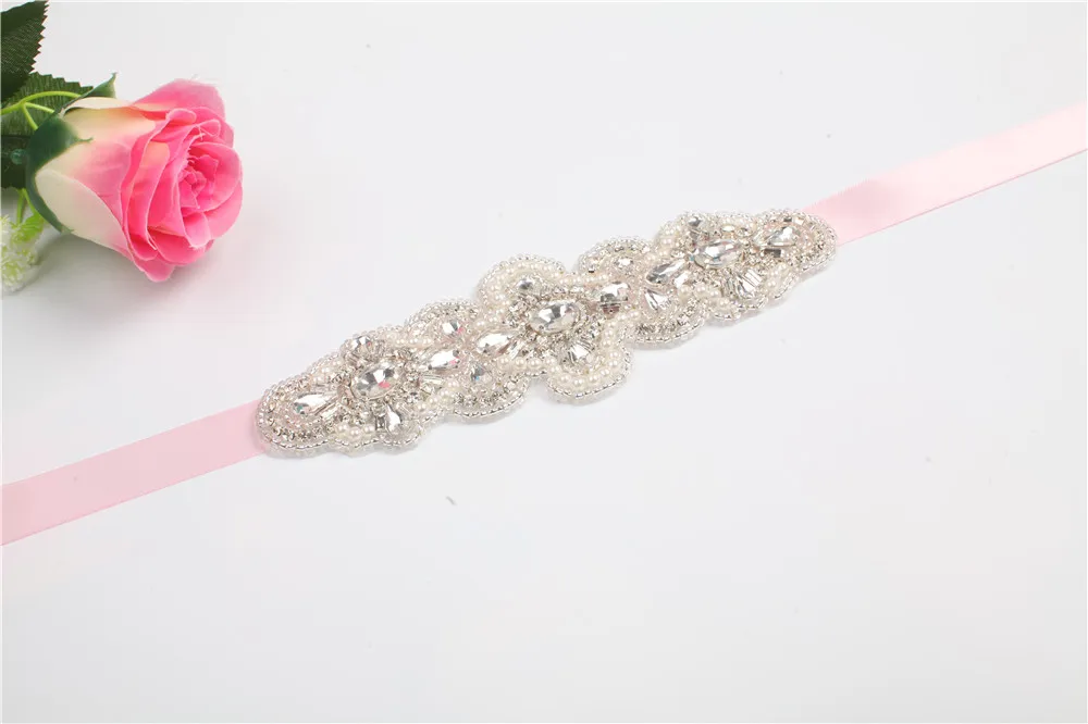 silver fashion bridal  rhinestone waist belt with pearls for  wedding