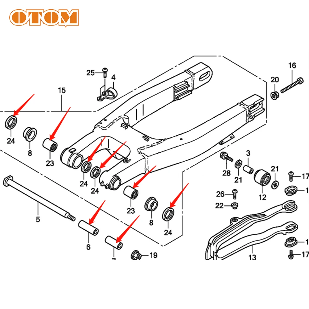 OTOM Motorcycle Swing ARM Thrust Needle Roller Bearings Oil Seal Bushing Kit Maintenance Parts For HONDA CRF150 CR80 CR85 Bike