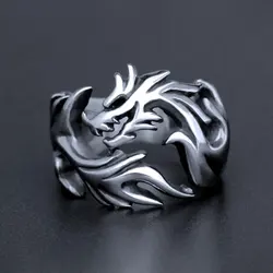 Creative Opening Dragon Ring Men's Personality Retro Domineering Dragon Ring Punk Style Hip Hop Rock Party Jewelry