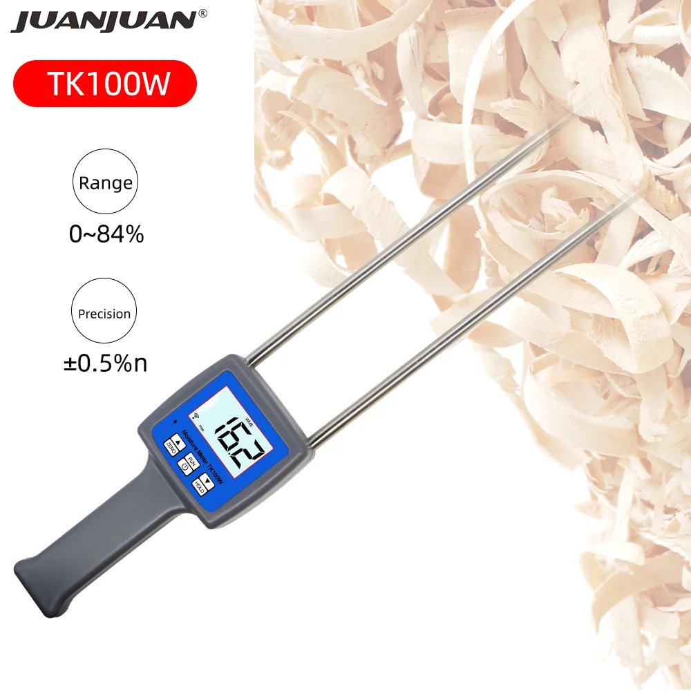 TK100W 0-80% Wood Sawdust Moisture Tester Digital Humidity Monitor Wood Moisture Content Detection for Hay Bale Bamboo Soybean