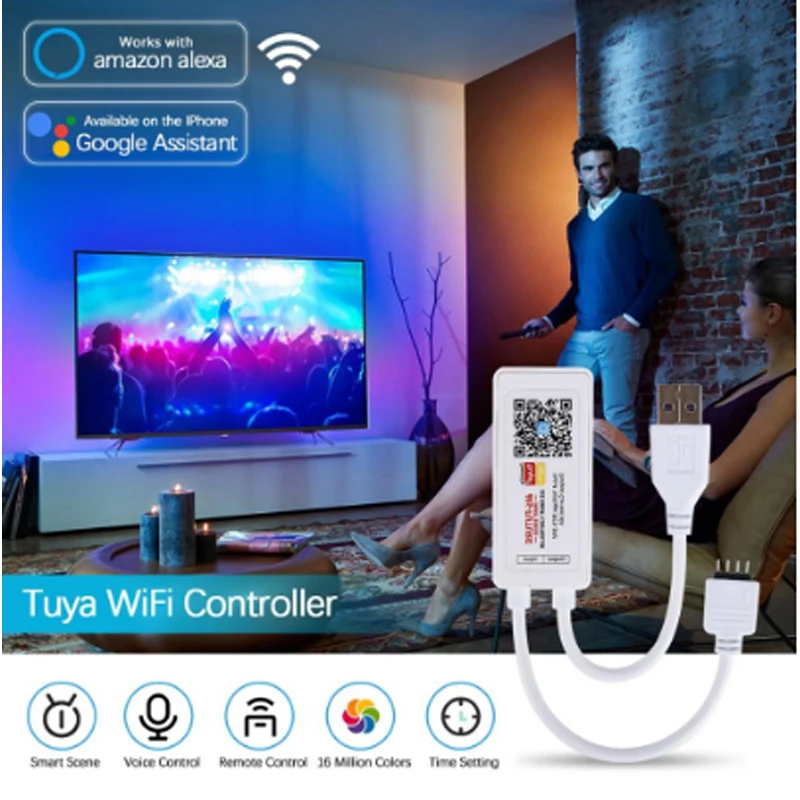 Imagem -02 - Tuya Smart Mini Controlador Led Usb dc 5v 6a Adequado para 2835 3528 5050 Rgb Transformação de Cor Interface Usb