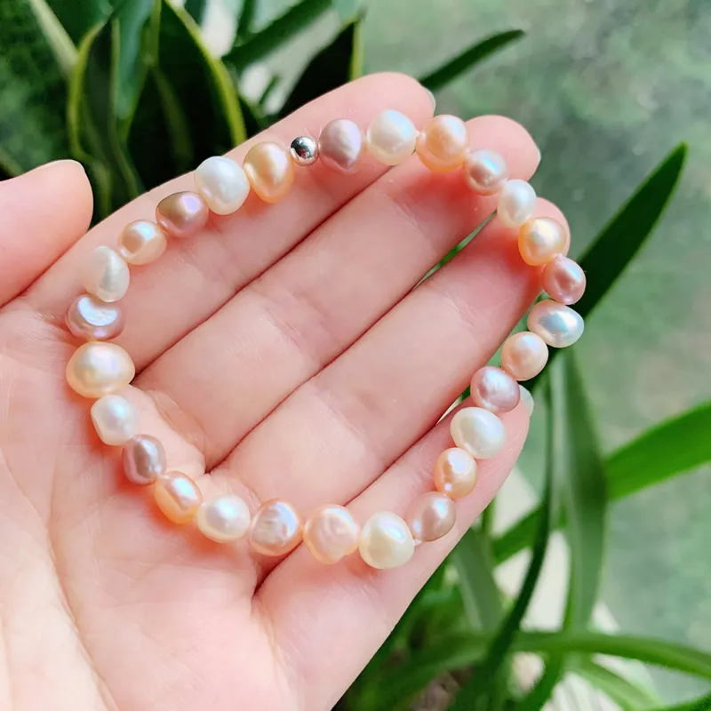 Real Natural Freshwater Baroque Pearl Bracelets Bangles for Women Sweet Girls Mixed Pearl Elegant Jewelry Bracelets Women Gifts