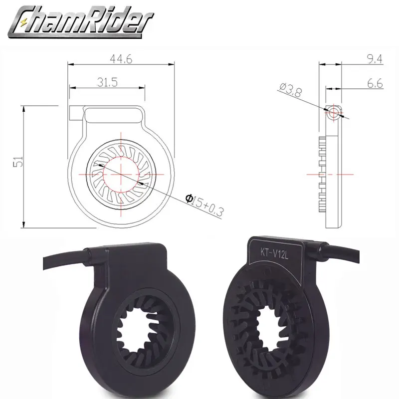 E-bike Magnetic Power Sensor PAS Pedal Assist Sensor KT-V12L 12 Magnets Dual hall senssors Waterproof Connector E-bike Parts