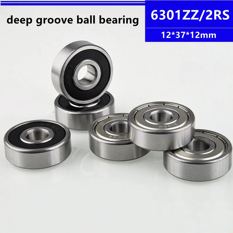 10pcs 6301ZZ 6301-2RS 12*37*12 mm shielded deep groove ball bearing 6301-2Z 6301Z 6301RS 6301 12x37x12 mm