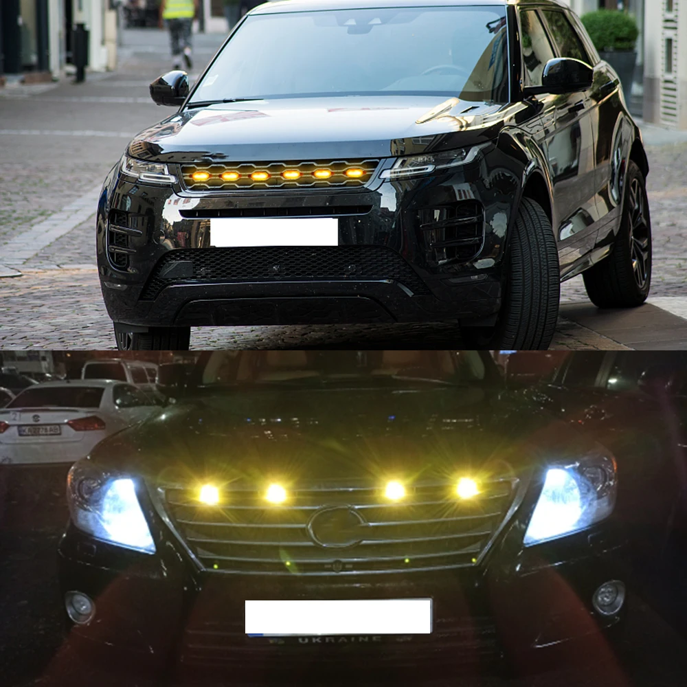 6 SMD 3030 12V Front Grille Lighting Universal Car Eagle Eye Light LED Amber Grille Lighting Kit