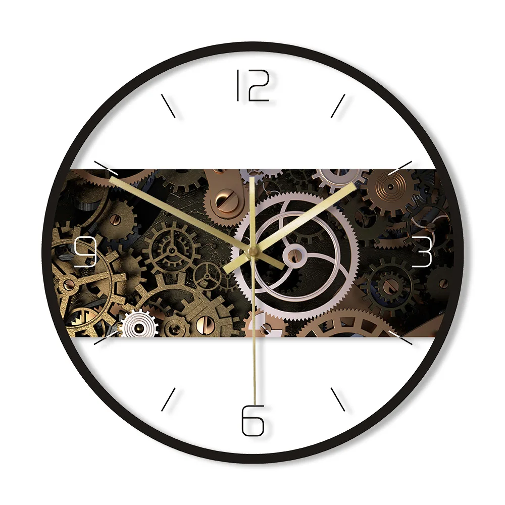 Clockwork Steampunk Gear Wall Clock Cogwheels Clock Mechanism Printed Wall Clock Mechanical Engineer Home Decor Mechanic Gift