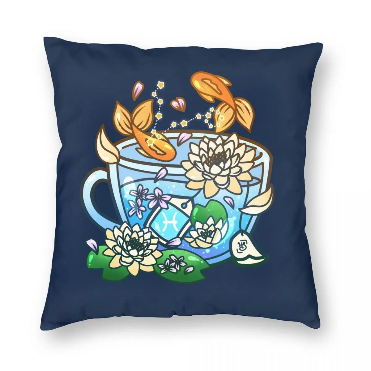 

Pisces Zodiac Teacup Pillowcase Polyester Linen Velvet Printed Zip Decor Pillow Case Sofa Seater Cushion Cover Wholesale 18"