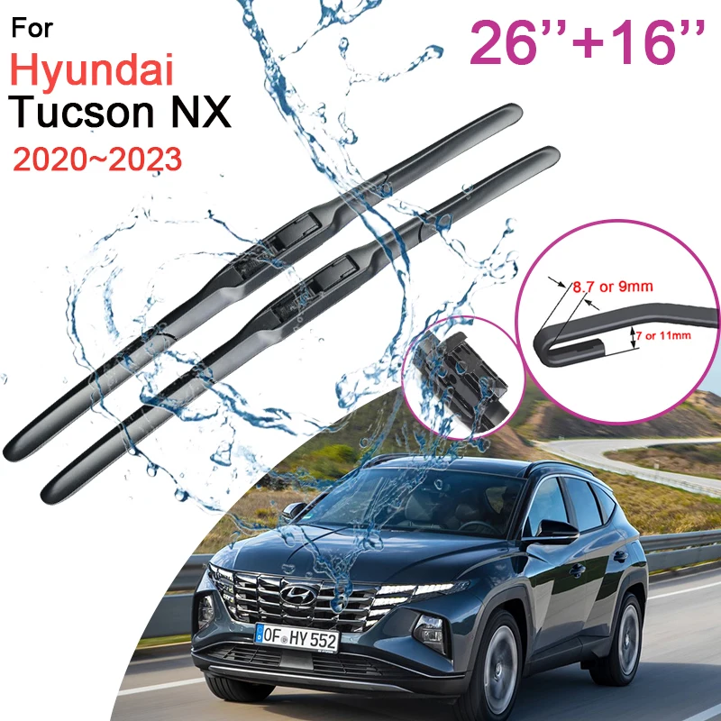 Car Front Windshield Silent Wiper Blades for Hyundai Tucson NX 2020 2021 2022 2023 Frameless Rubber Snow Scraping Accessories