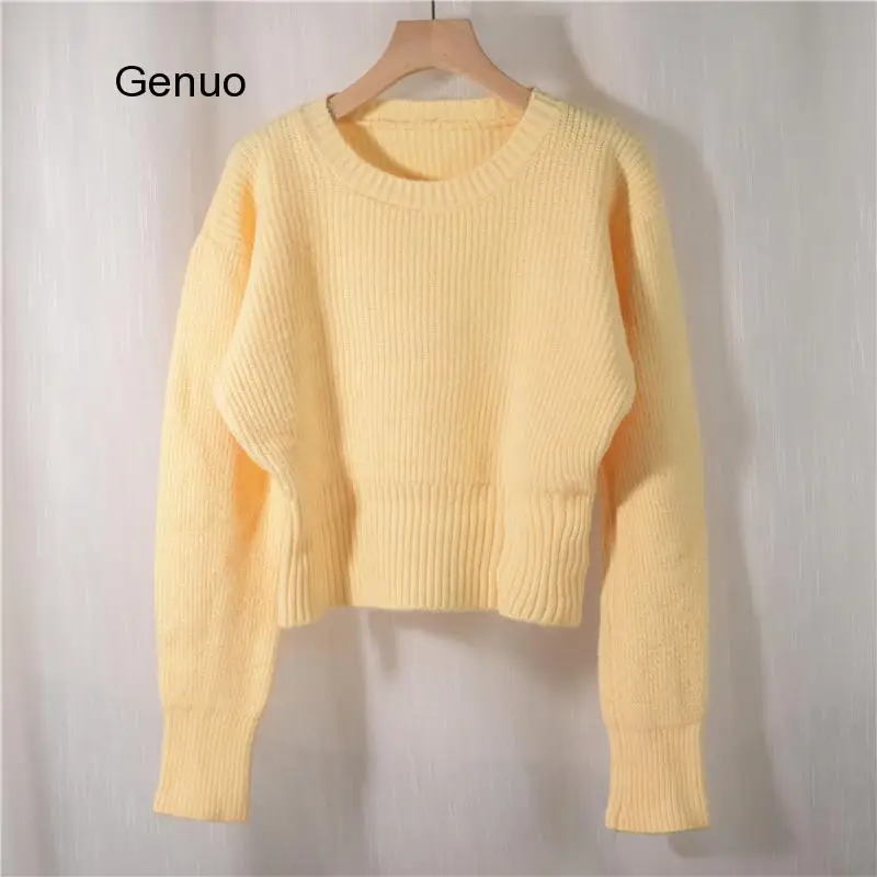 New 2021 Spring Women\'s Sweater Pullovers Warm Minimalist Korean Short Elegant Solid Sweet Lady Jumpers