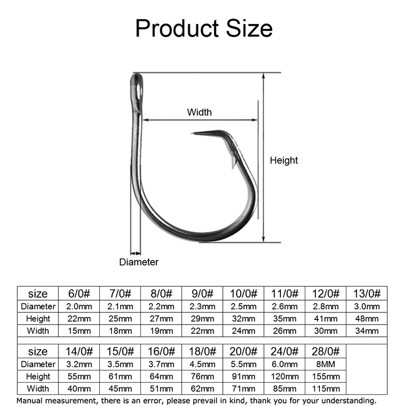 50-500 stücke Großhandel Edelstahl Stacheldraht Eyed Angelhaken Kreis Fisch Haken Thunfisch Köder Jig Einzigen Jigging Ozean Meer angeln Pesca – Detail 3