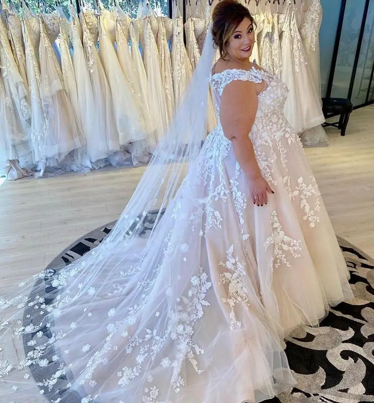 Robe de mariée bohème en dentelle ligne A avec longs voiles pour la mariée, 2023 fibre appliquée, grande taille, robe de patients de pays, sur mesure