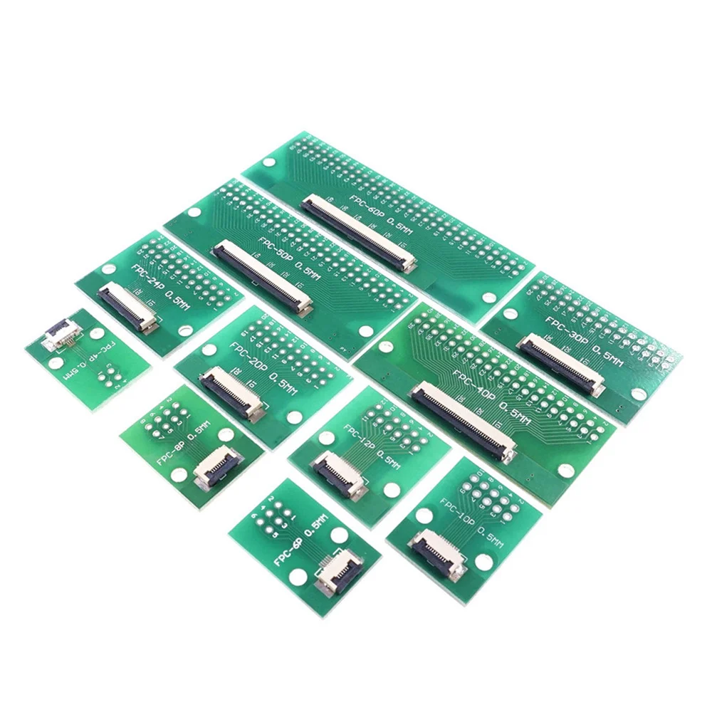 1 pc FPC FFC Cable 4 6 8 10 12 15 20 24 30 40 50 60 PIN 0.5 mm Cable PCB Adapter to 2.54 mm 1 inch pitch through hole PCB