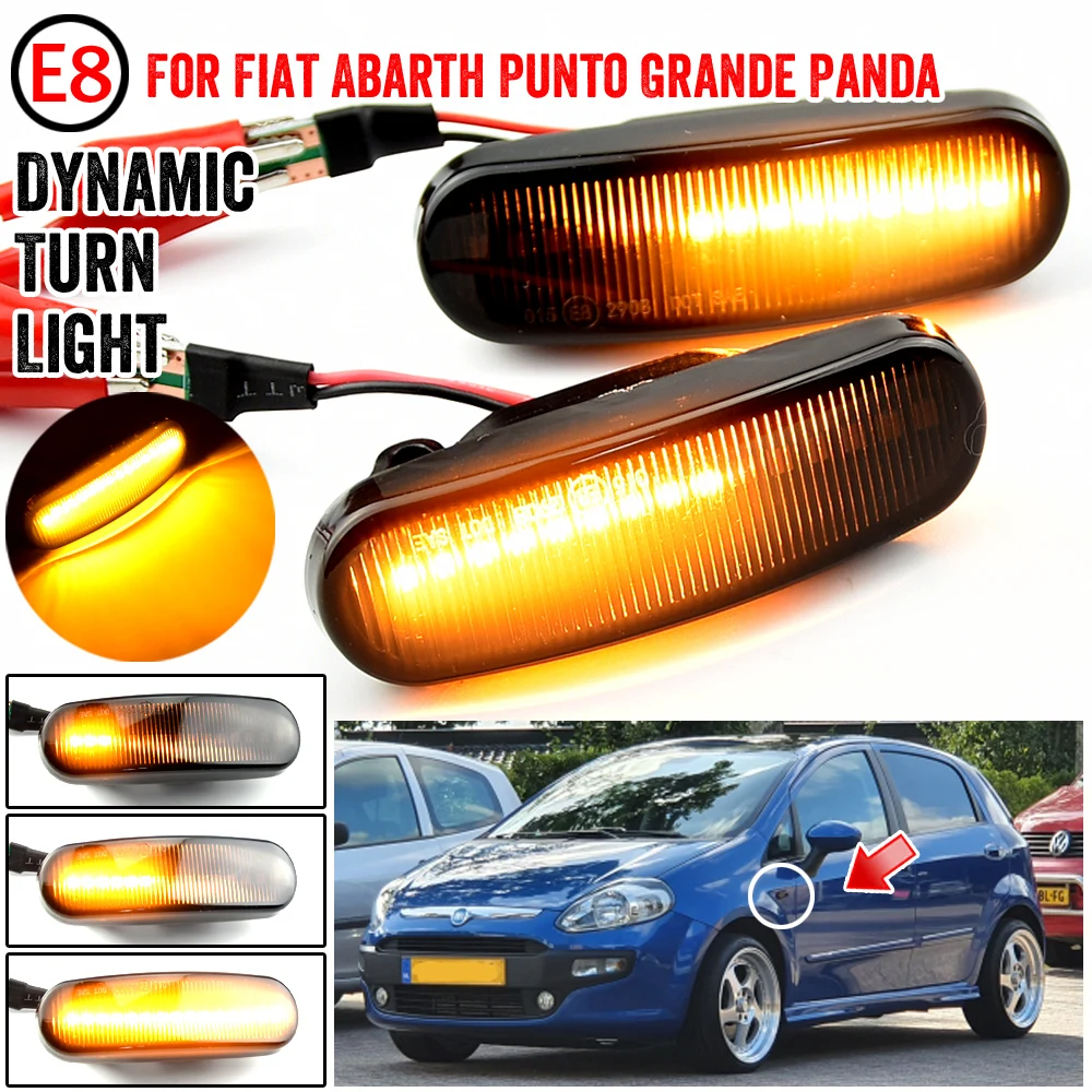 2Pcs Dynamic LED Side Marker Light Repeater Lamp For Fiat Abarth Punto Grande Panda 199 Doblo Fiorino 3 Idea 350 Linea 323 110